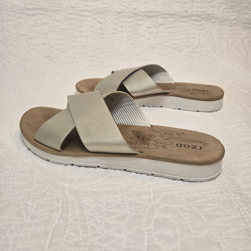 Izod Alyssa Gold Women's Cross Strap Sandals Comfort Slide size 8.5 - Picture 4 of 10
